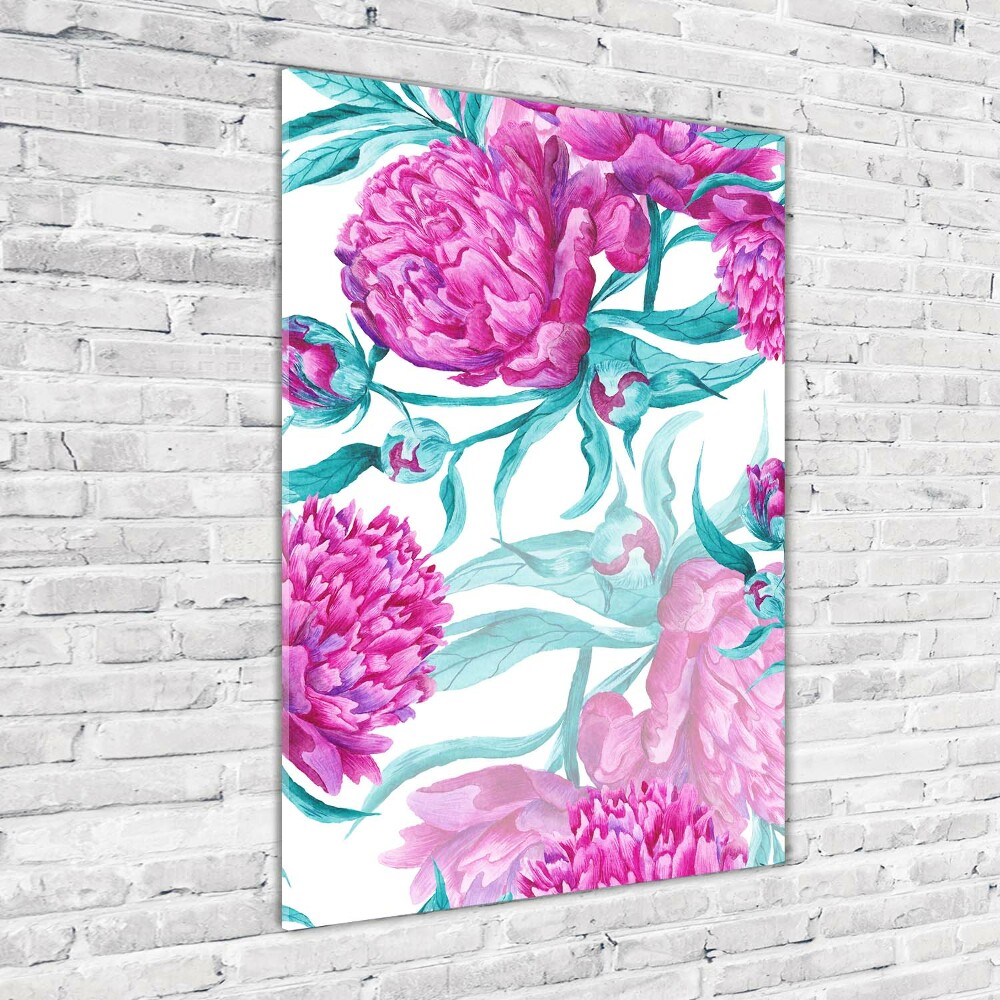 Glass picture wall art Peonies