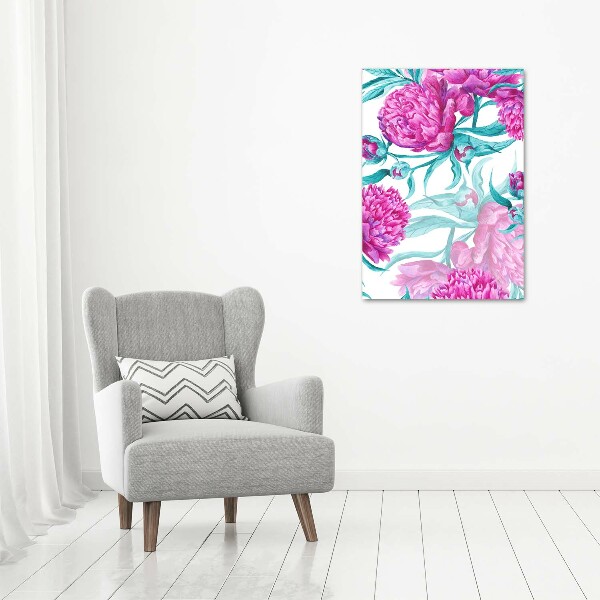 Glass picture wall art Peonies