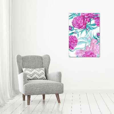 Glass picture wall art Peonies