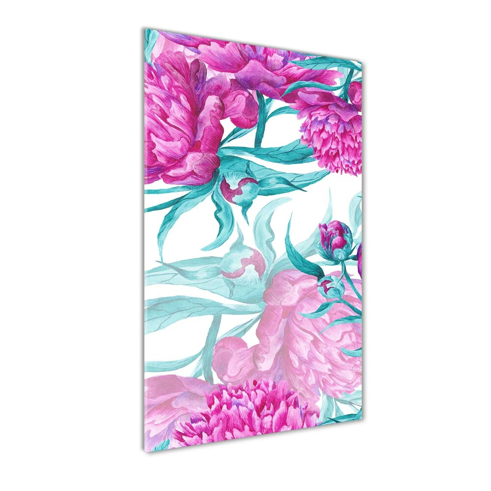 Glass picture wall art Peonies