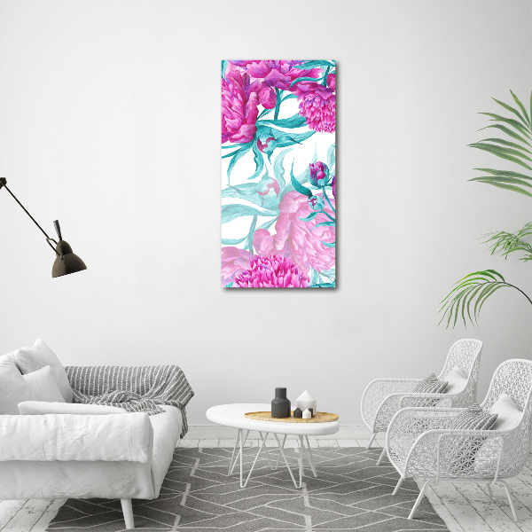 Glass picture wall art Peonies