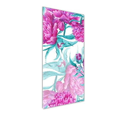 Glass picture wall art Peonies