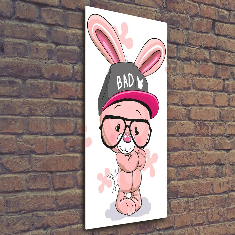 Glass wall art Rabbit in a hat