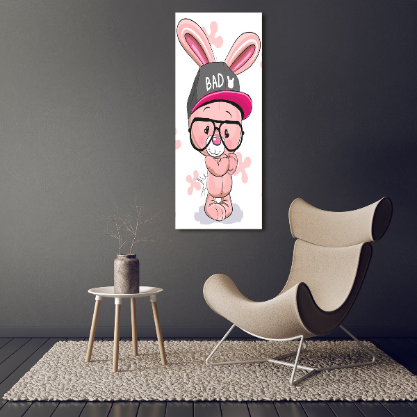 Glass wall art Rabbit in a hat