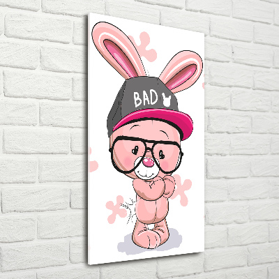 Glass wall art Rabbit in a hat