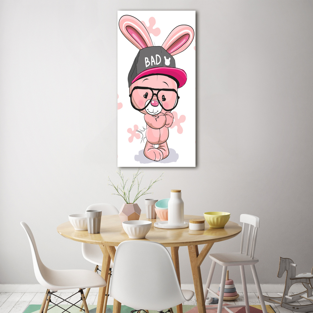 Glass wall art Rabbit in a hat