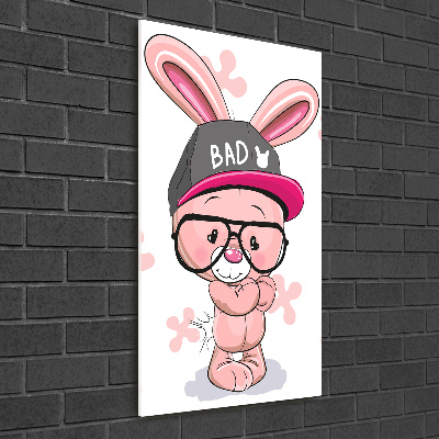 Glass wall art Rabbit in a hat