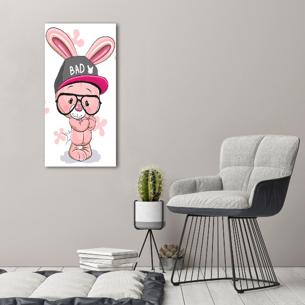 Glass wall art Rabbit in a hat