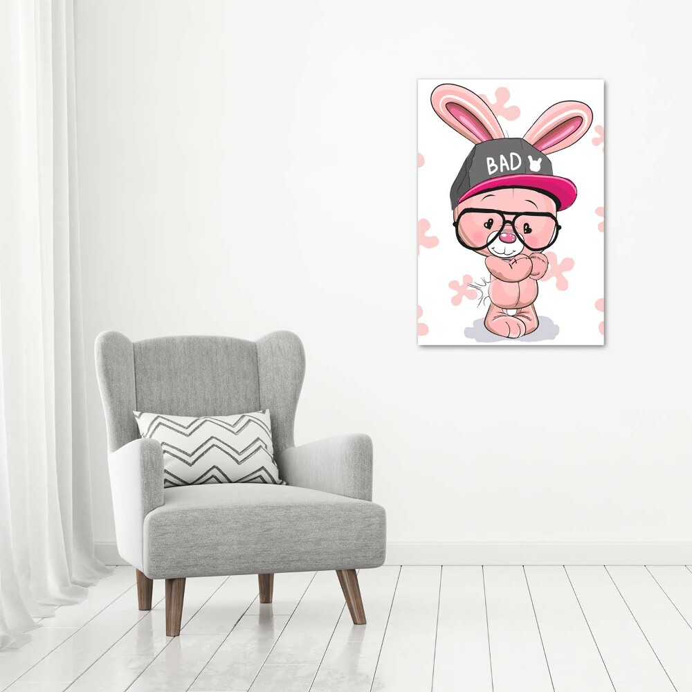 Glass wall art Rabbit in a hat