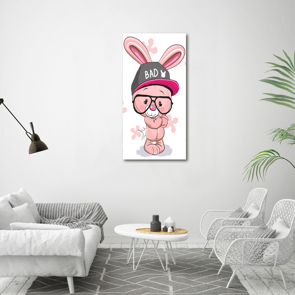 Glass wall art Rabbit in a hat