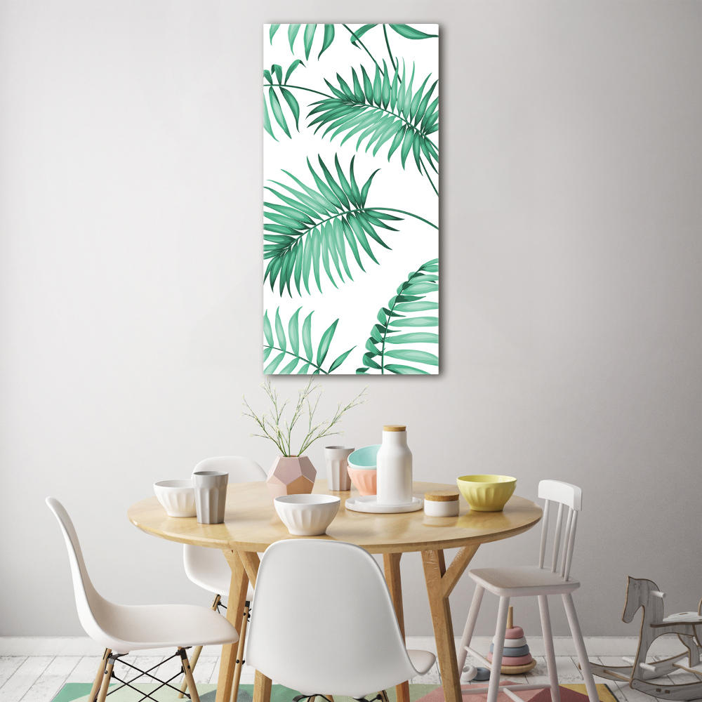 Printed glass wall art Tropical leaves