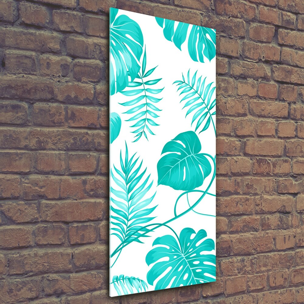 Printed glass wall art Tropical leaves