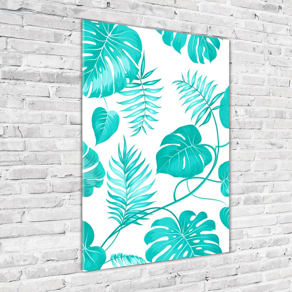 Printed glass wall art Tropical leaves