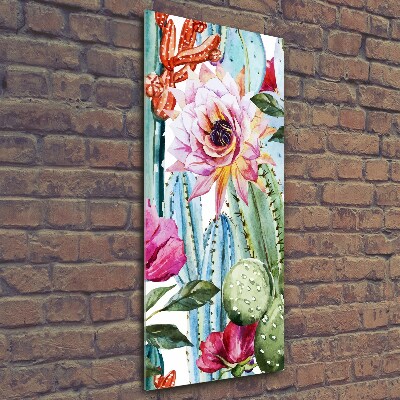 Printed glass wall art Cacti