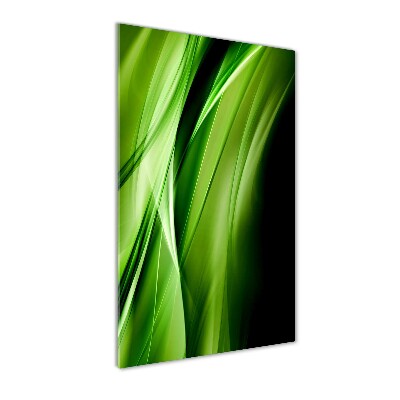 Glass wall art Green waves