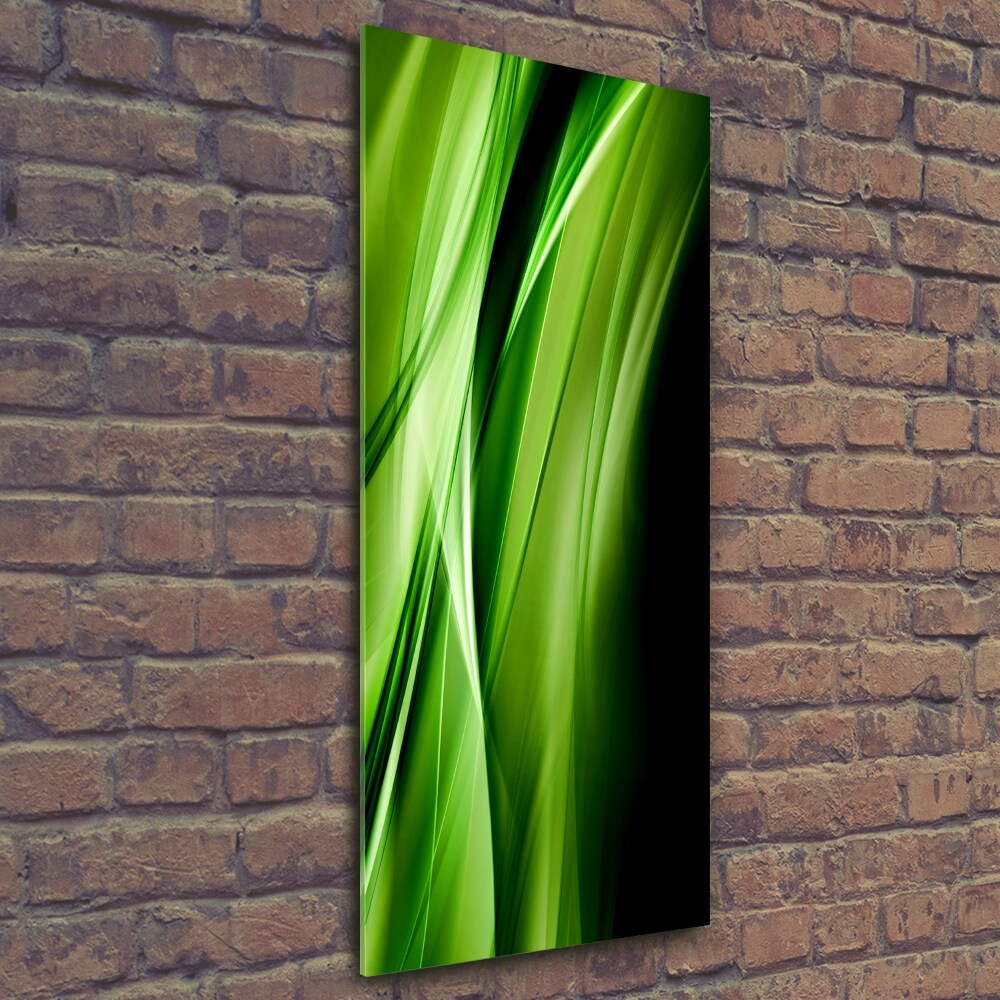 Glass wall art Green waves