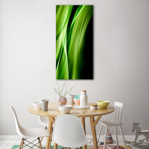 Glass wall art Green waves