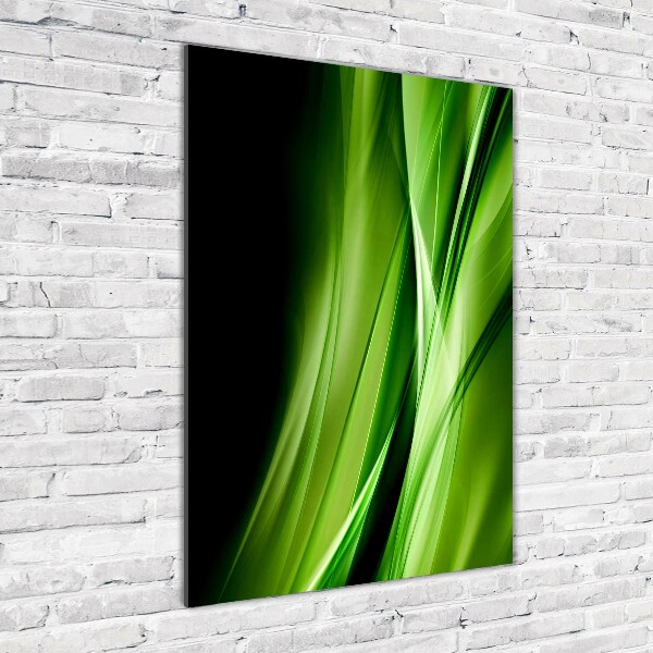 Glass wall art Green waves