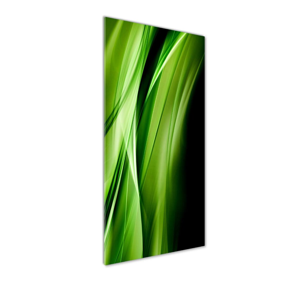 Glass wall art Green waves