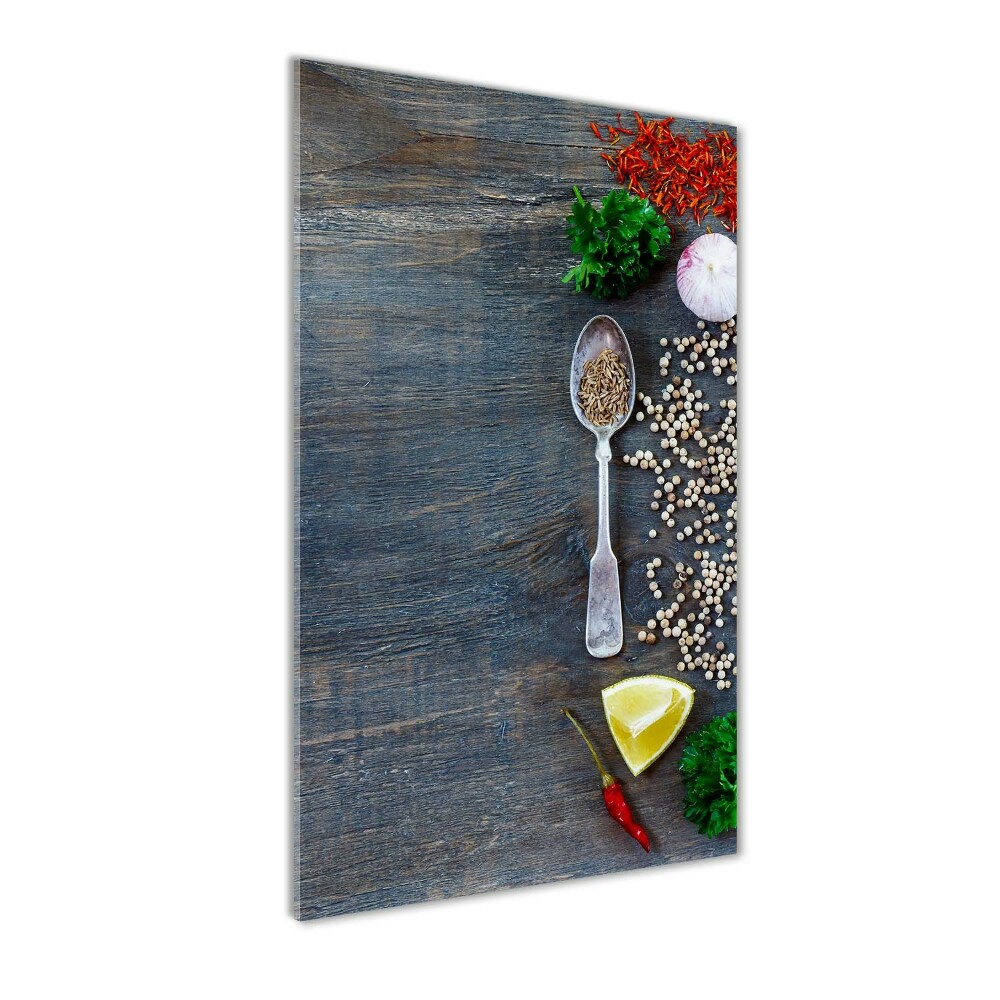 Glass picture wall art Spices and herbs