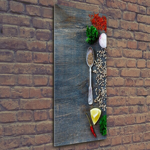 Glass picture wall art Spices and herbs