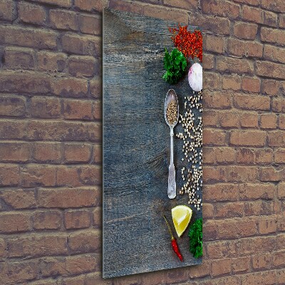 Glass picture wall art Spices and herbs