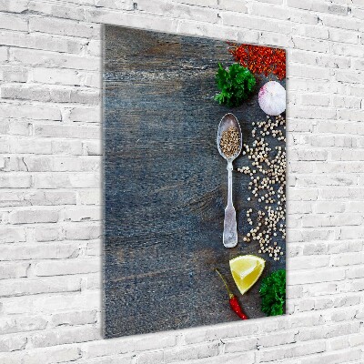 Glass picture wall art Spices and herbs