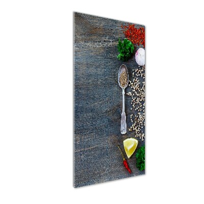 Glass picture wall art Spices and herbs