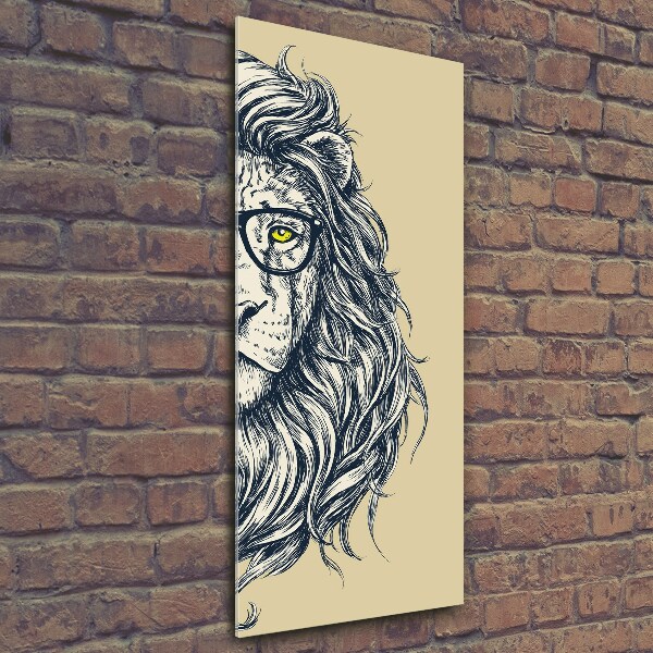 Glass wall art Hipster lion