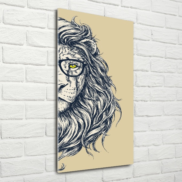 Glass wall art Hipster lion