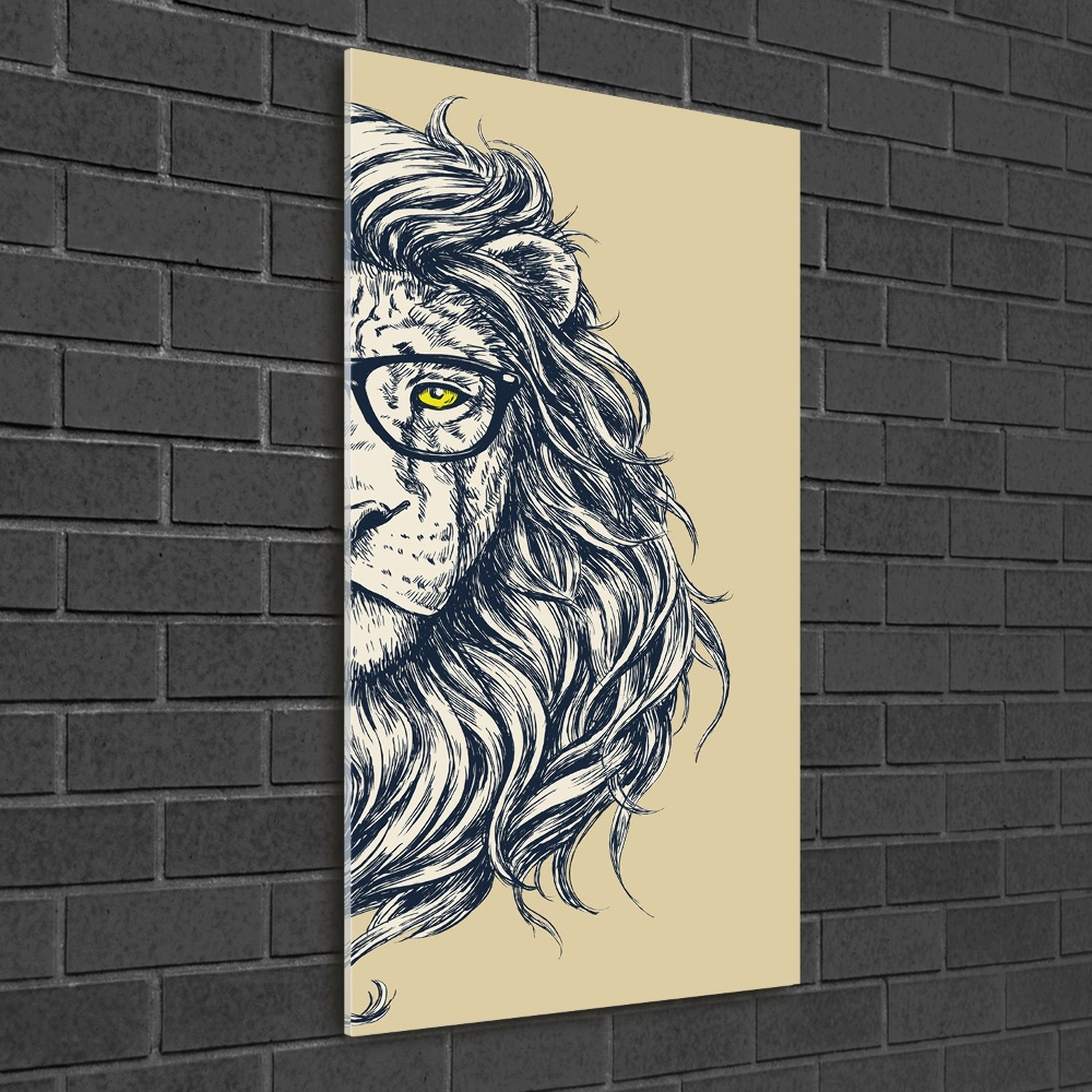 Glass wall art Hipster lion