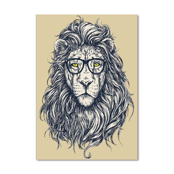 Glass wall art Hipster lion