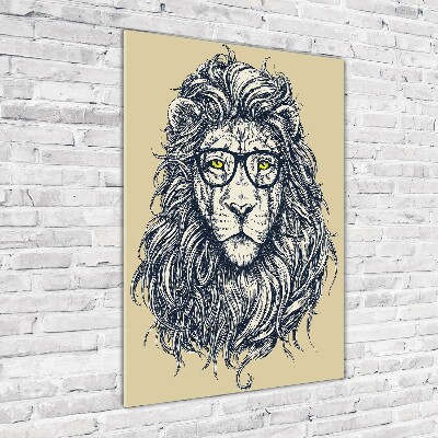 Glass wall art Hipster lion