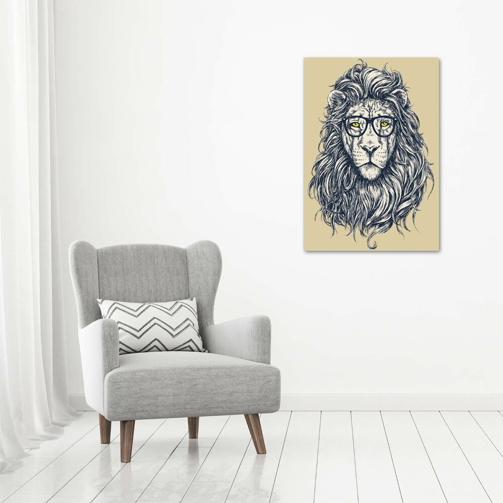 Glass wall art Hipster lion