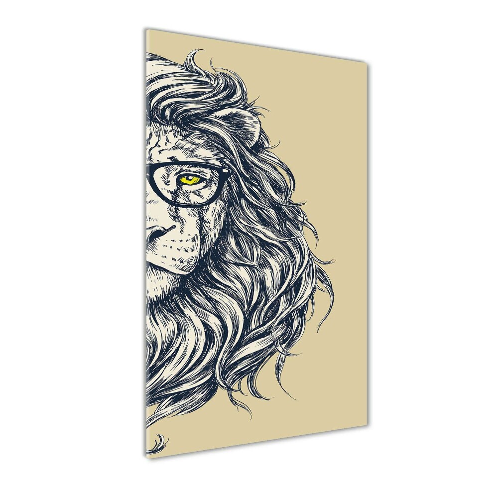 Glass wall art Hipster lion