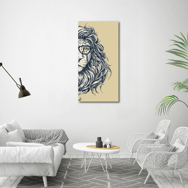 Glass wall art Hipster lion