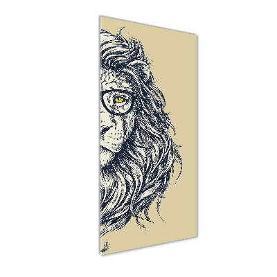 Glass wall art Hipster lion