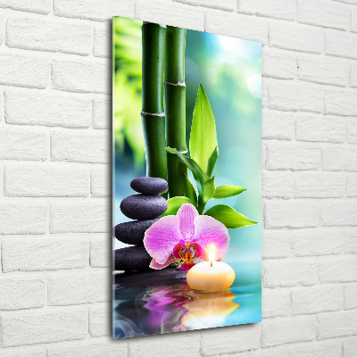 Photo printed on glass Orchid and bamboo