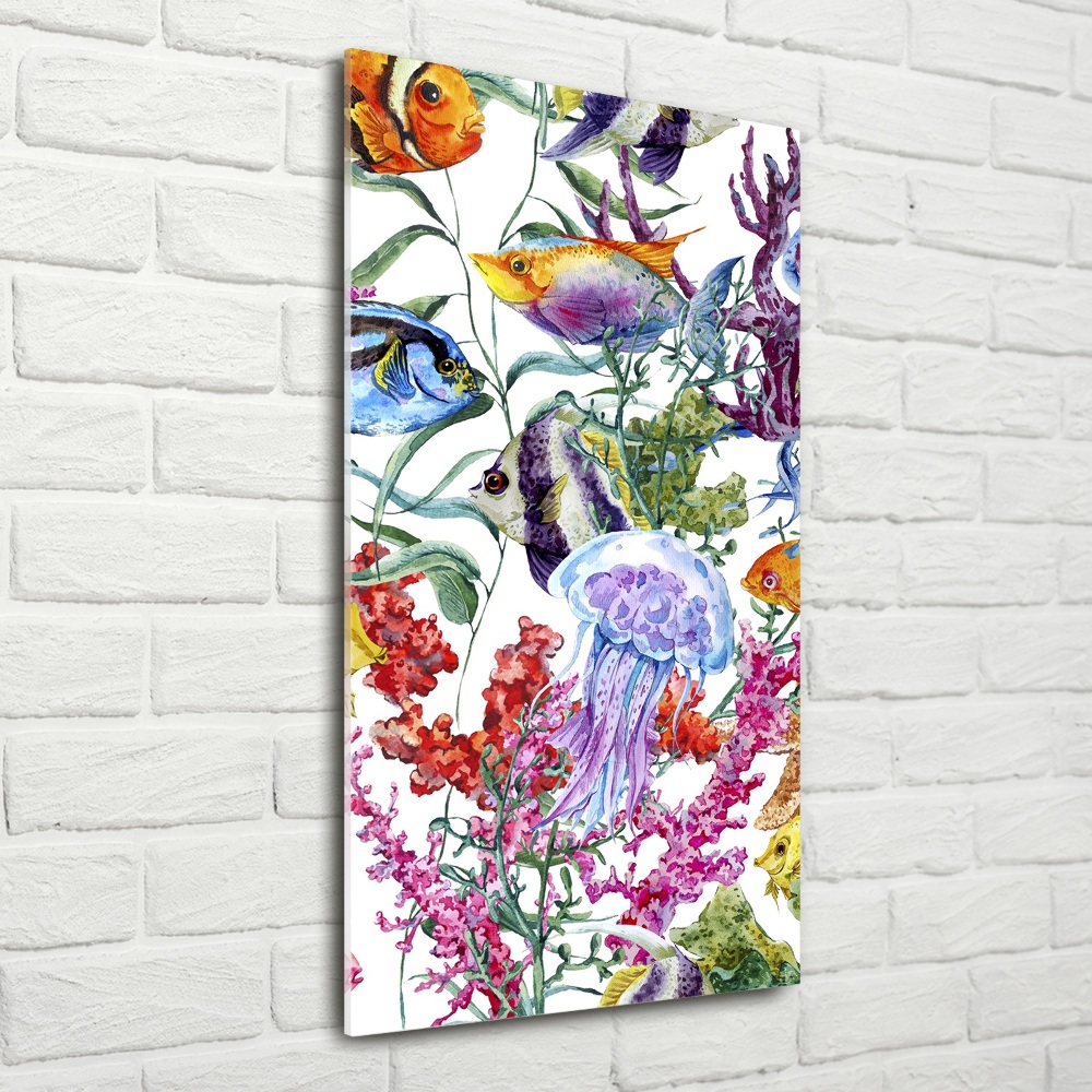 Glass picture wall art Underwater world