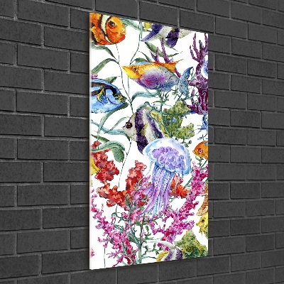 Glass picture wall art Underwater world