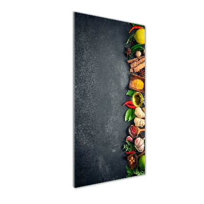 Printed glass wall art Spices and herbs