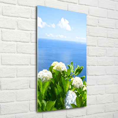 Glass wall art Hydrangea sea