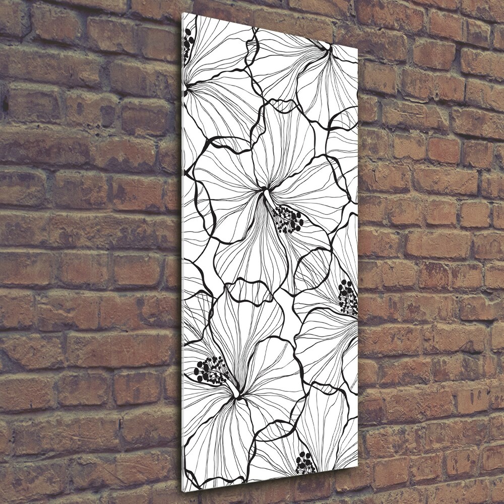 Glass wall art Hibiscus