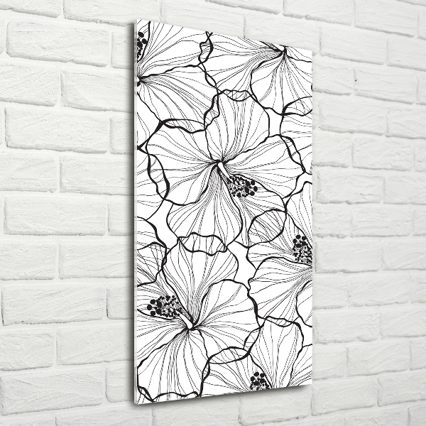 Glass wall art Hibiscus