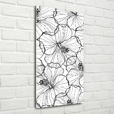 Glass wall art Hibiscus