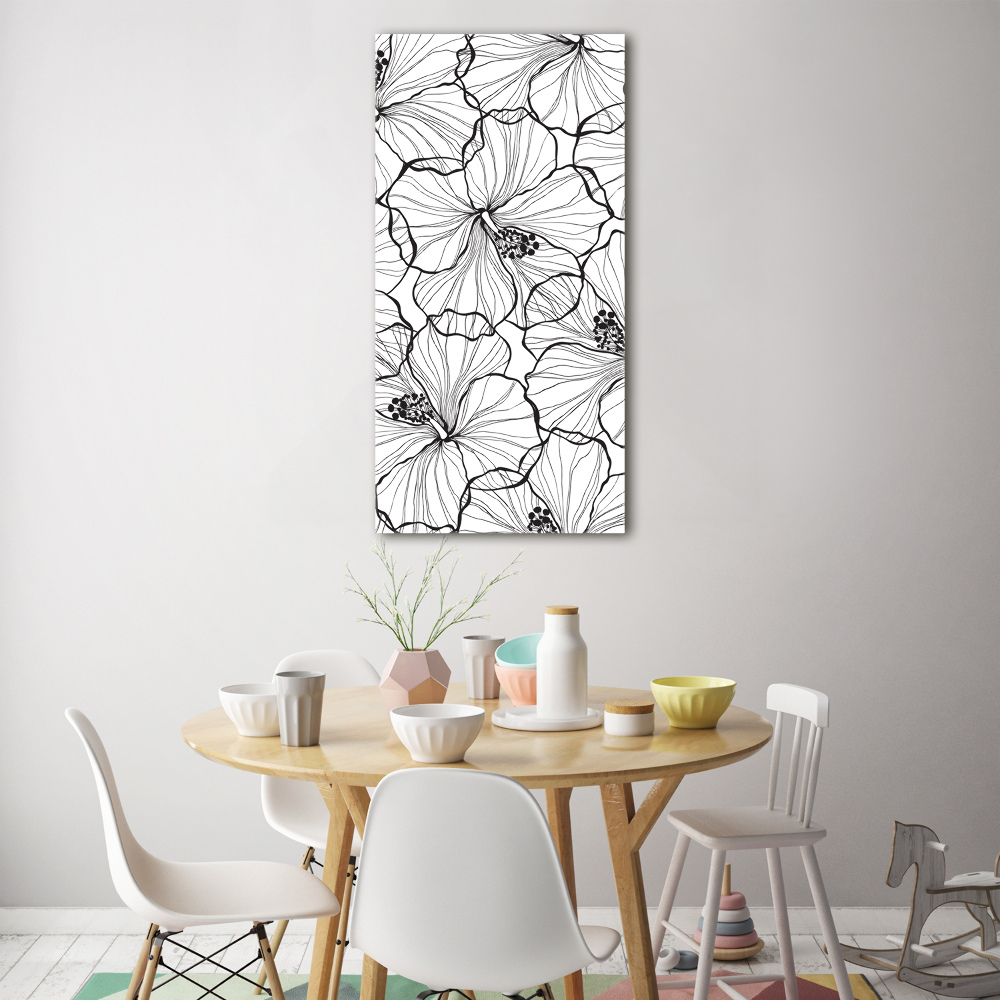 Glass wall art Hibiscus