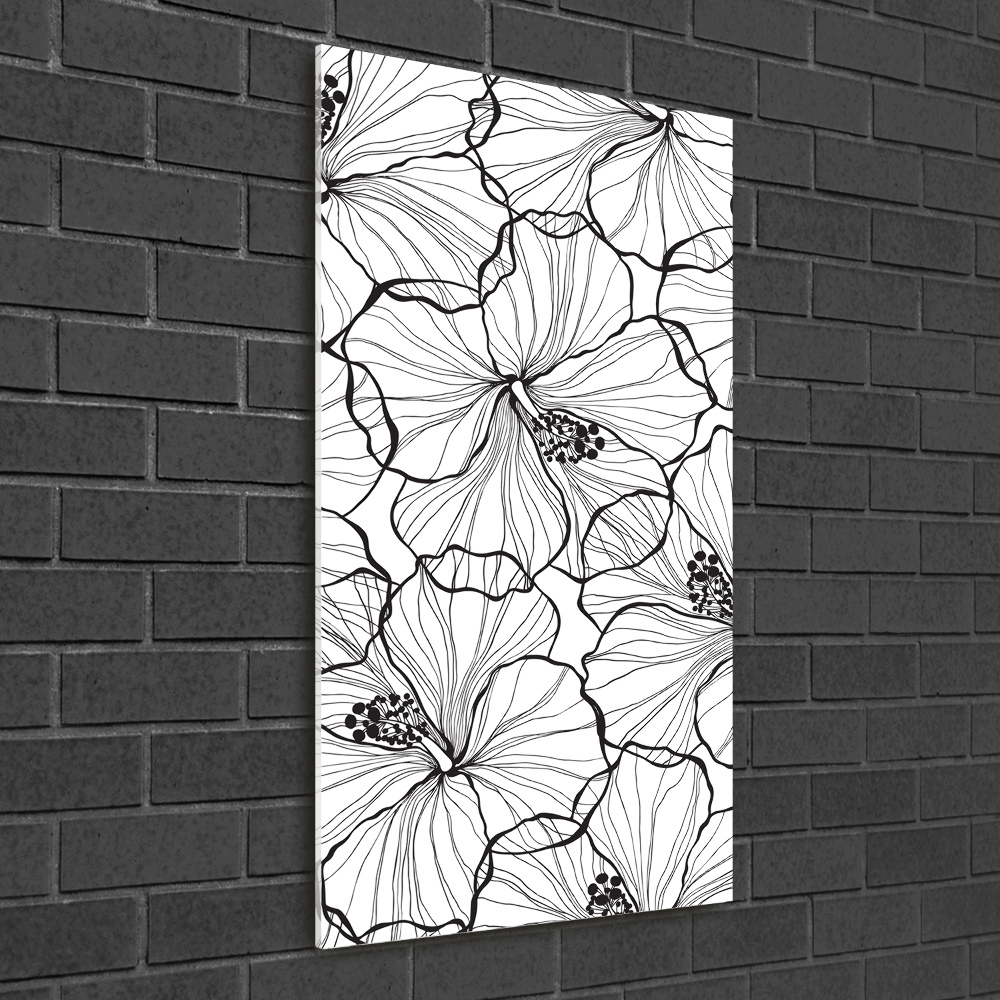 Glass wall art Hibiscus