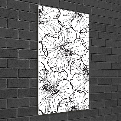 Glass wall art Hibiscus