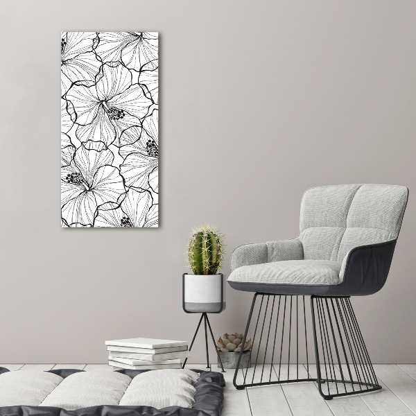 Glass wall art Hibiscus