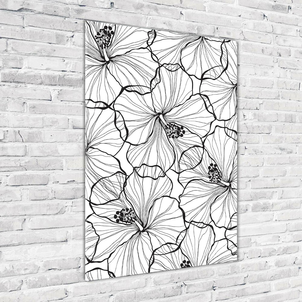 Glass wall art Hibiscus